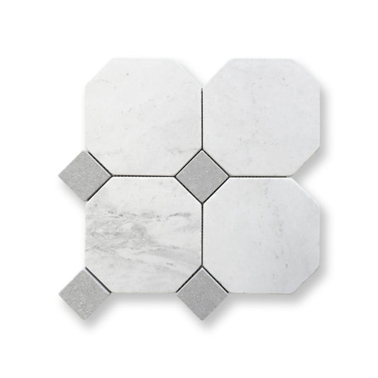Octagon w/Dot Bianco Oro Light & Cinder Grey Tumbled