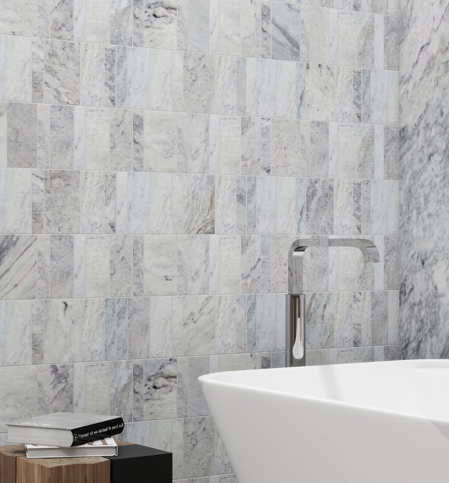 Bianco Oro Dark Offset Brick Stack