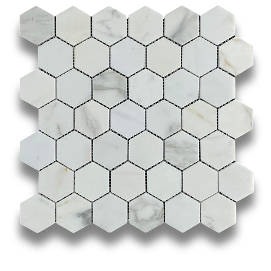 Hexagonal Calacatta Gold Honed 48x48mm