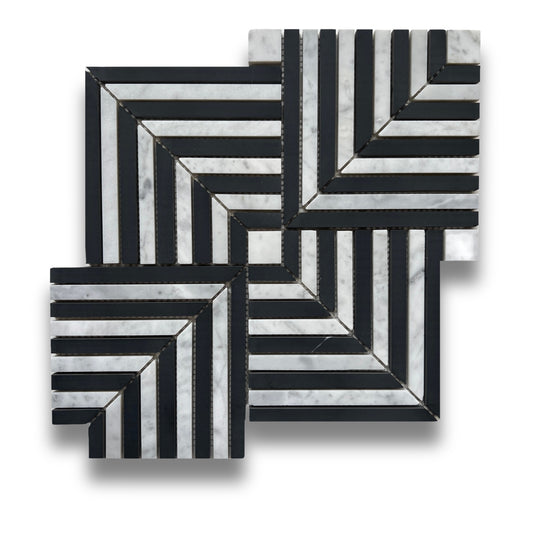 Décor Nero Marquina & Carrara Honed 279x279mm