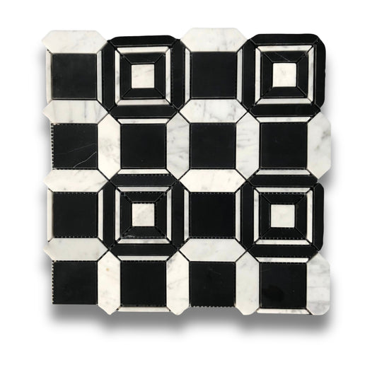 Décor Nero Marquina & Carrara Honed 305x305mm