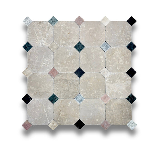 Octagonal Botticino Tumbled 150x150x10mm