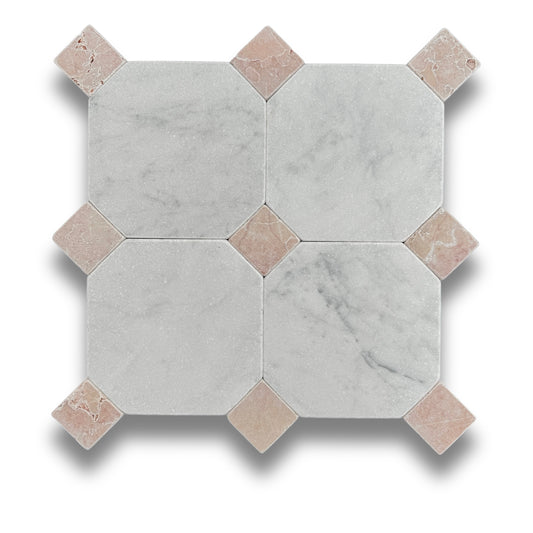 Octagonal Dot Rosso Tumbled 45x45mm