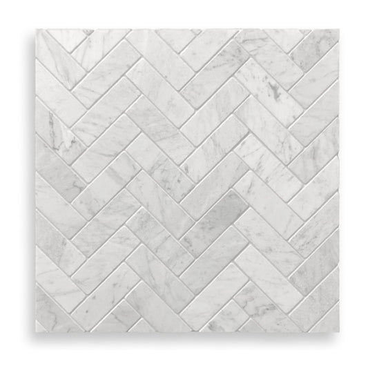Antiqued Herringbone Carrara 50x150mm