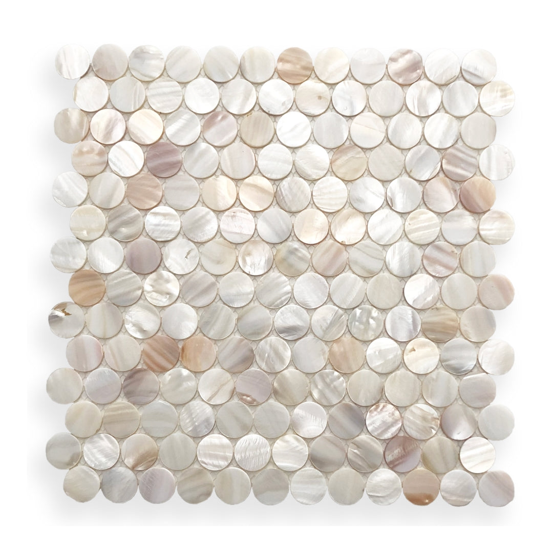 Piastrelle Mosaico In Conchiglia E Madreperla – Formato Penny Round, Per Bagno E Cucina