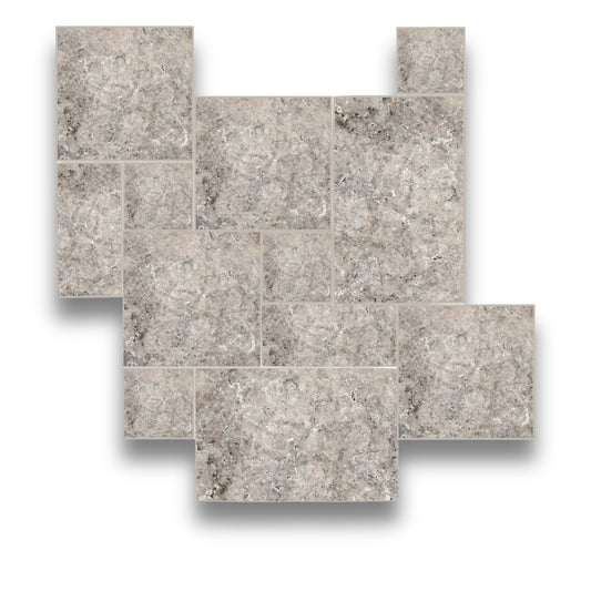 Silver Travertine Tumbled 12mm French Pattern