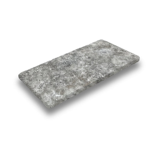 Silver Travertine Paver Tumbled 100x203mm