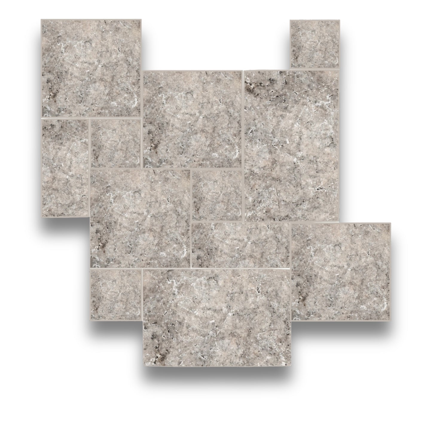 Silver Travertine Tumbled 30mm French Pattern