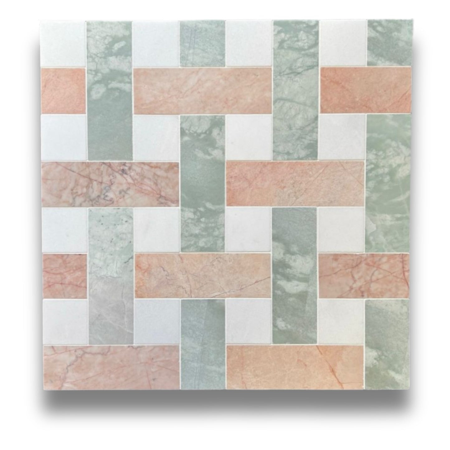 Basketweave XL Light Rosado, Verdi Cristallo, Thassos