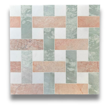 Basketweave XL Light Rosado, Verdi Cristallo, Thassos