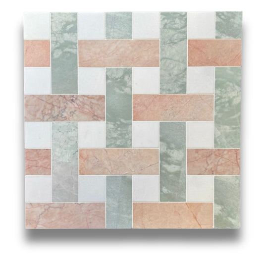 Basketweave XL Light Rosado, Verdi Cristallo, Thassos