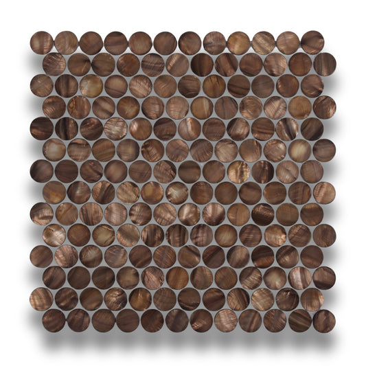 Shell Mosaic Copper Mother of Pearl Penny Round 25mm