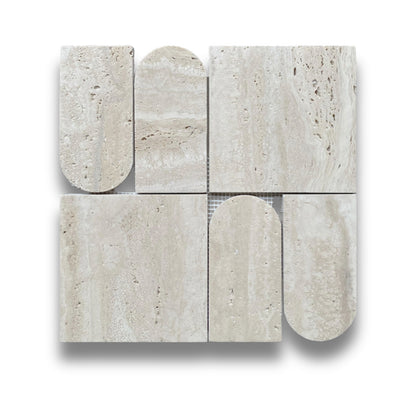 Romano Travertine Classico Honed Square & Arch Mosaic