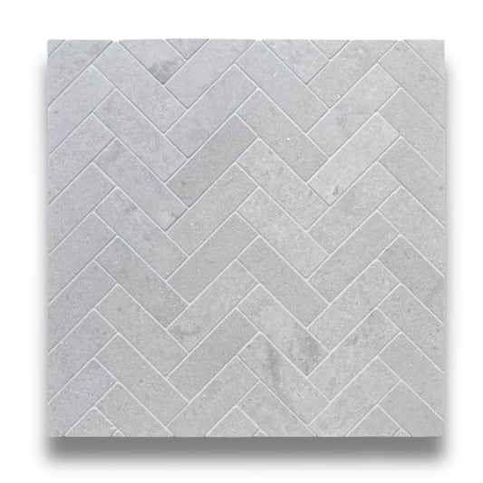 Antiqued Herringbone Travertine Gris 50x150mm