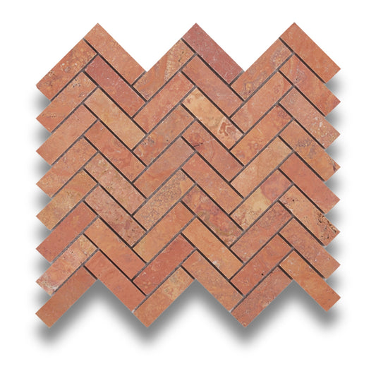 Herringbone Rosa Travertine 20x64mm