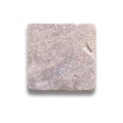 Stone Square Pink Travertine Tumbled 100x100mm