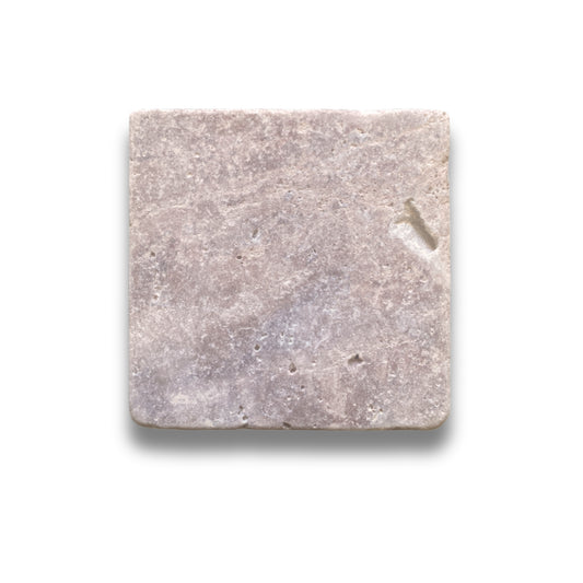 Stone Square Pink Travertine Tumbled 100x100mm