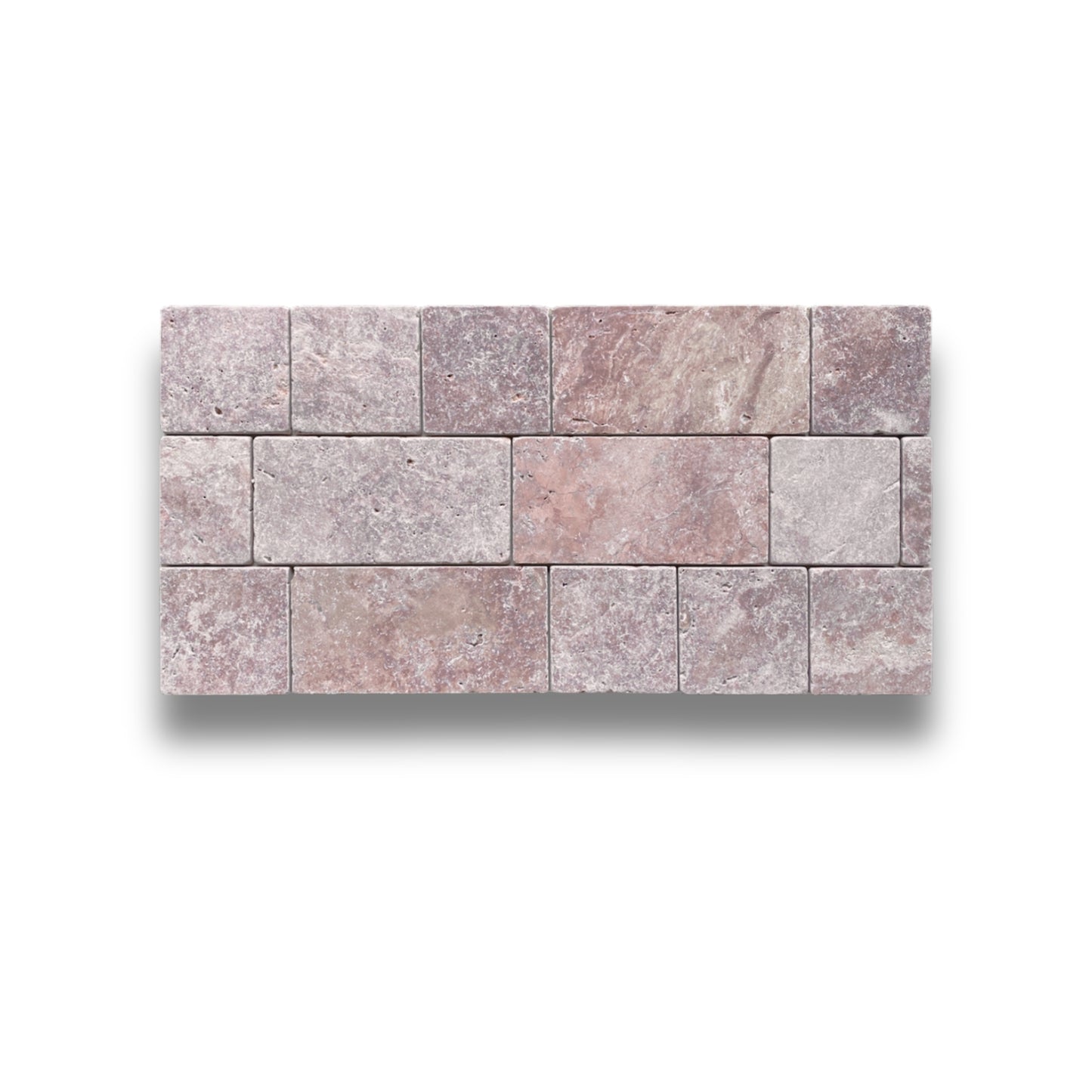 Stone Square Pink Travertine Tumbled 100x100mm