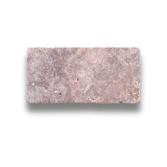 Stone Subway Pink Travertine Tumbled 100x200mm