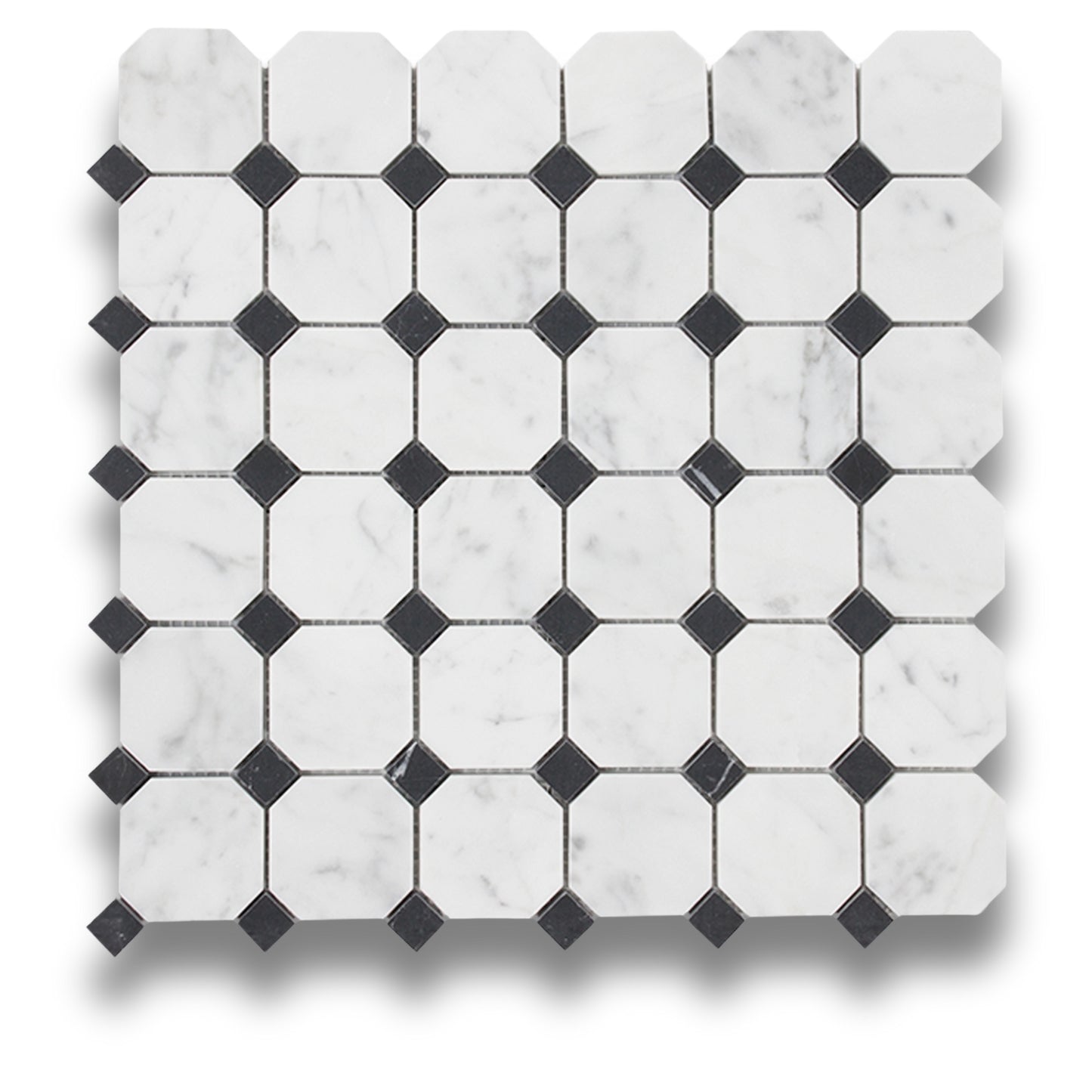Octagon w/Dot Carrara C & Nero Marquina Honed