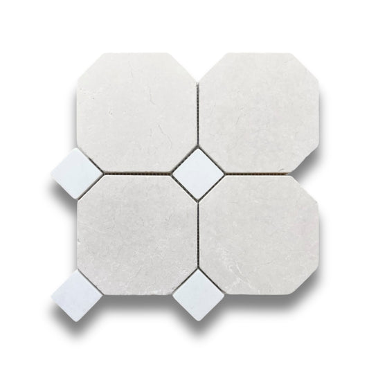 Octagon w/Dot Crema Serena & Bianco Oro Light Tumbled