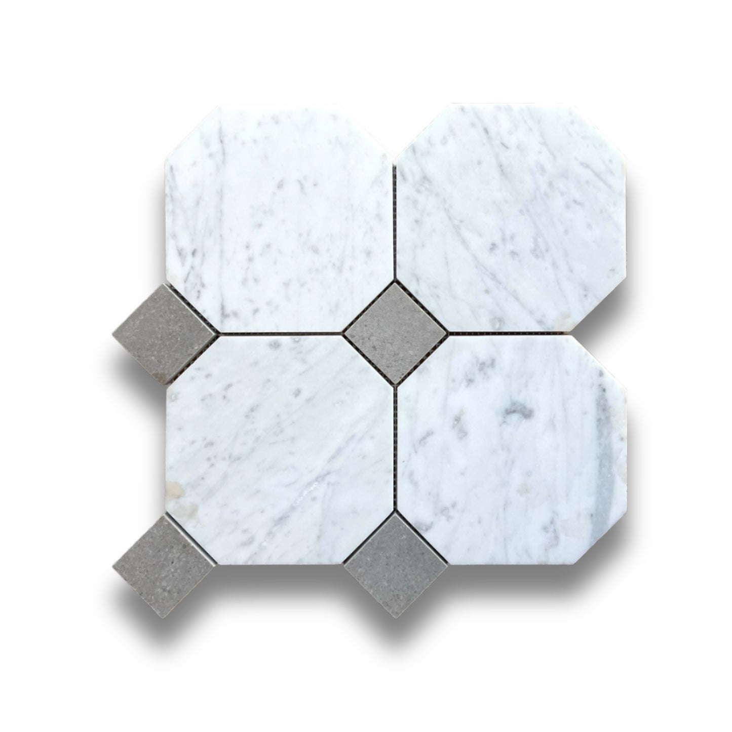 Octagon w/Dot Carrara C & Cinder Grey Honed