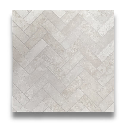 Antiqued Herringbone Botticino 50x150mm