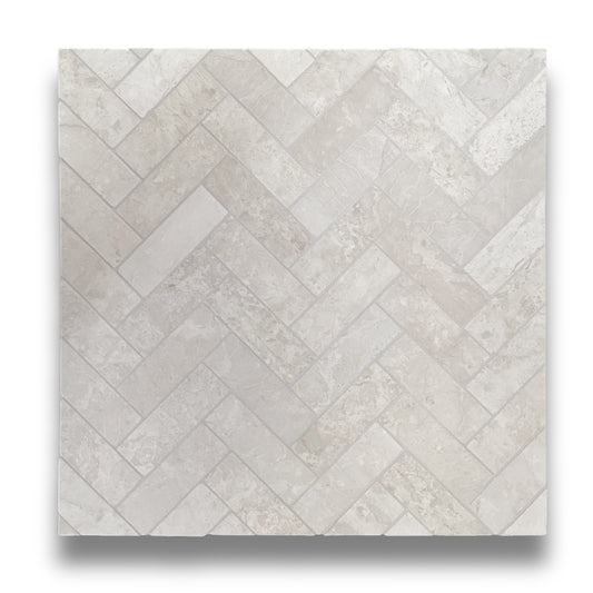 Antiqued Herringbone Botticino 50x150mm