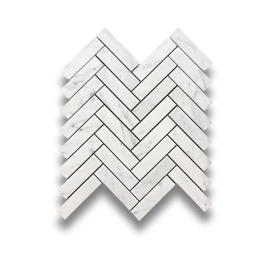 Antiqued Herringbone Carrara C 25x98mm