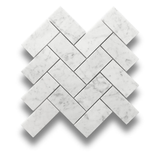 Antiqued Herringbone Carrara C 48x98mm