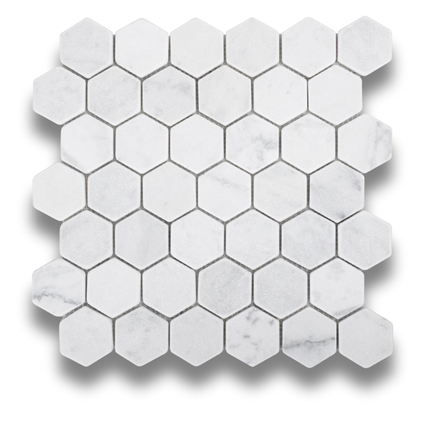 Hexagon Chip Carrara C Tumbled 48x48mm