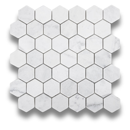 Hexagon Chip Carrara C Tumbled 48x48mm
