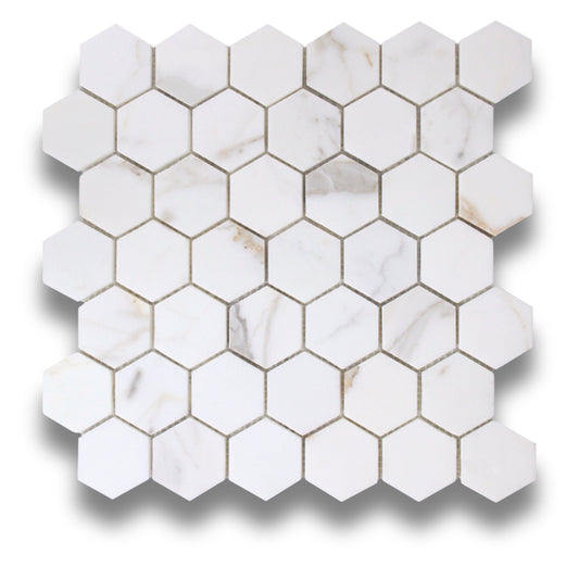 Hexagon Chip Calacatta Gold Honed 48x48mm