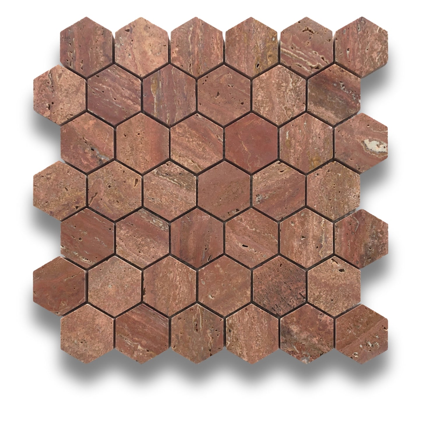 Hexagon Chip Rosa Travertine Honed 48x48mm