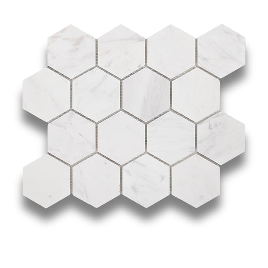 Hexagon Chip Volakas Honed 70x70mm