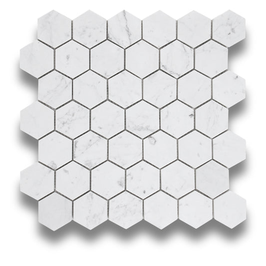 Hexagon Chip Carrara C Honed 48x48mm