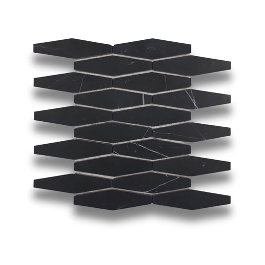 Hexagon Chip Nero Marquina Honed 35x125mm
