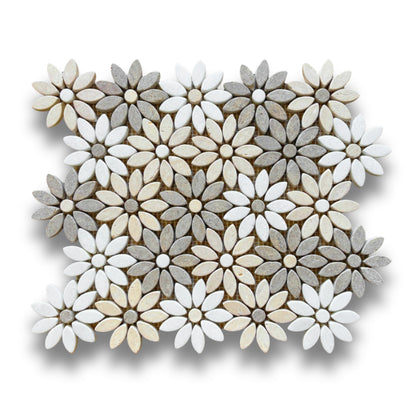 Flowers Crema Serena, Calcare Naturale & Thassos Fiori Di Marmo