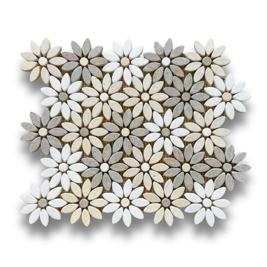 Flowers Crema Serena, Calcare Naturale & Thassos Fiori Di Marmo