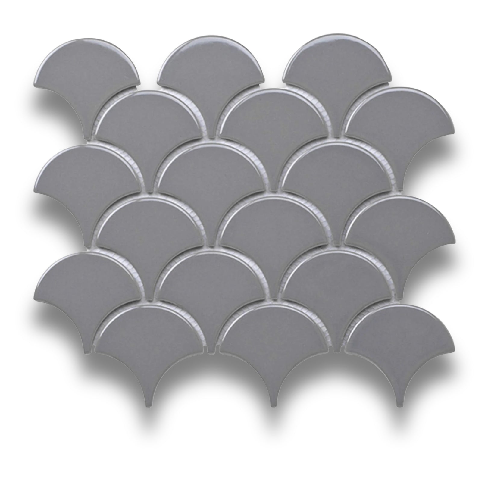 Fan Shape Grey Gloss – Tile Bazaar