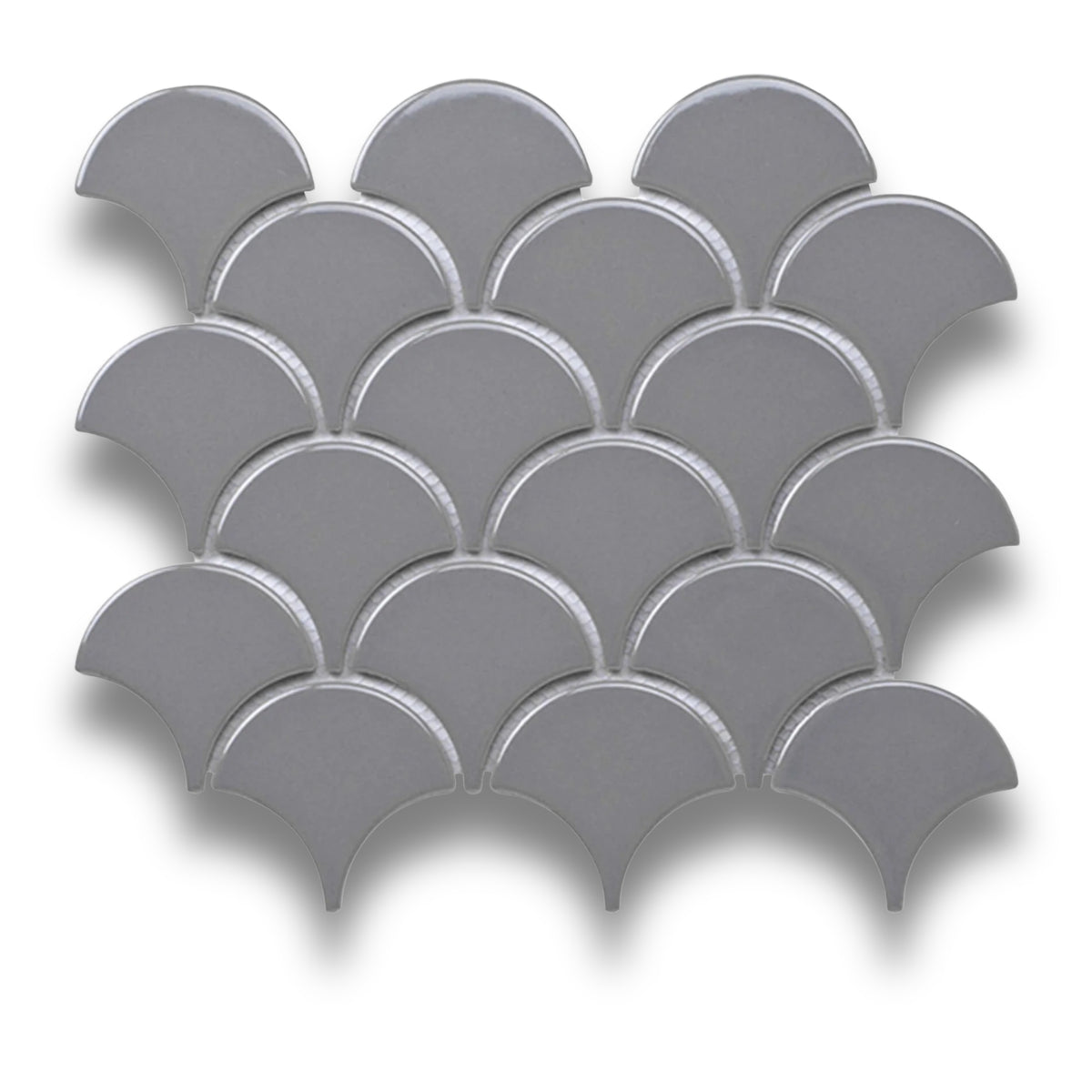 Fan Tile Shape Fan Shape Grey Gloss – Tile Bazaar