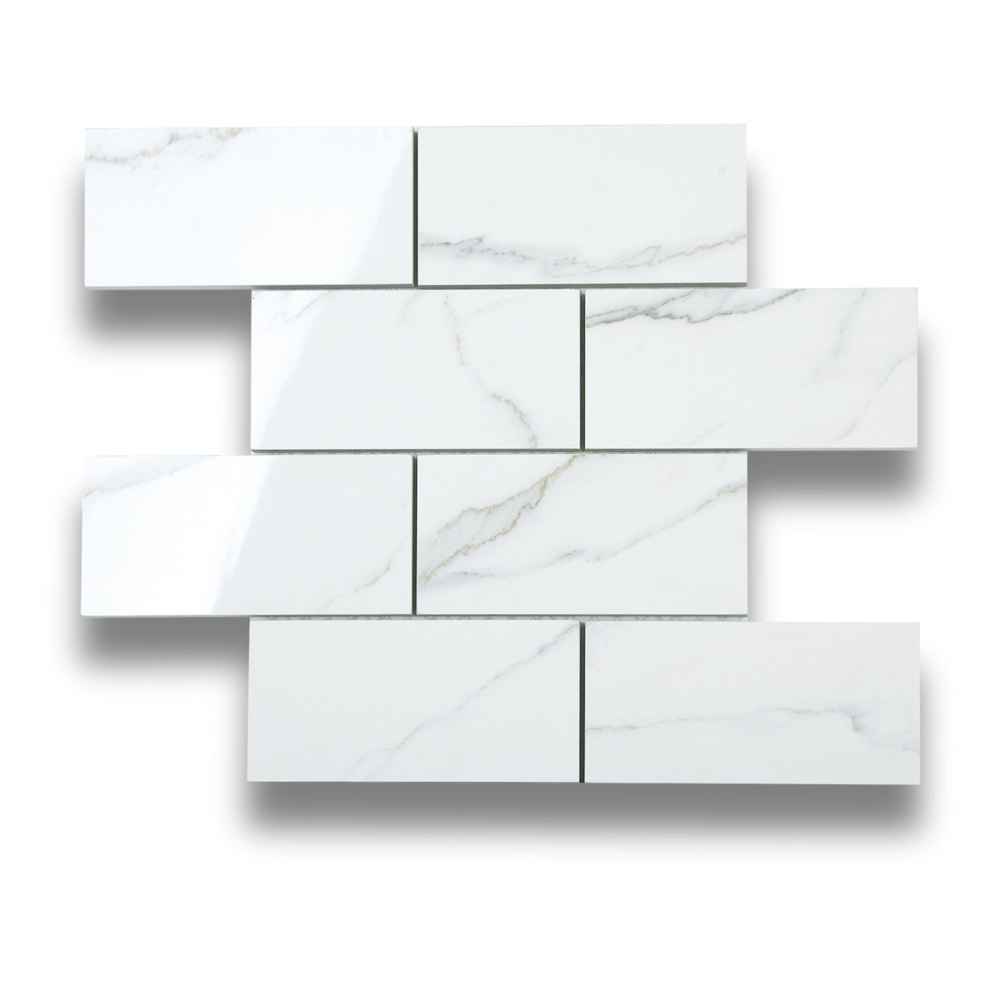Pietra Europa Mosaic Statuario Venato Brick Polished 75x150mm