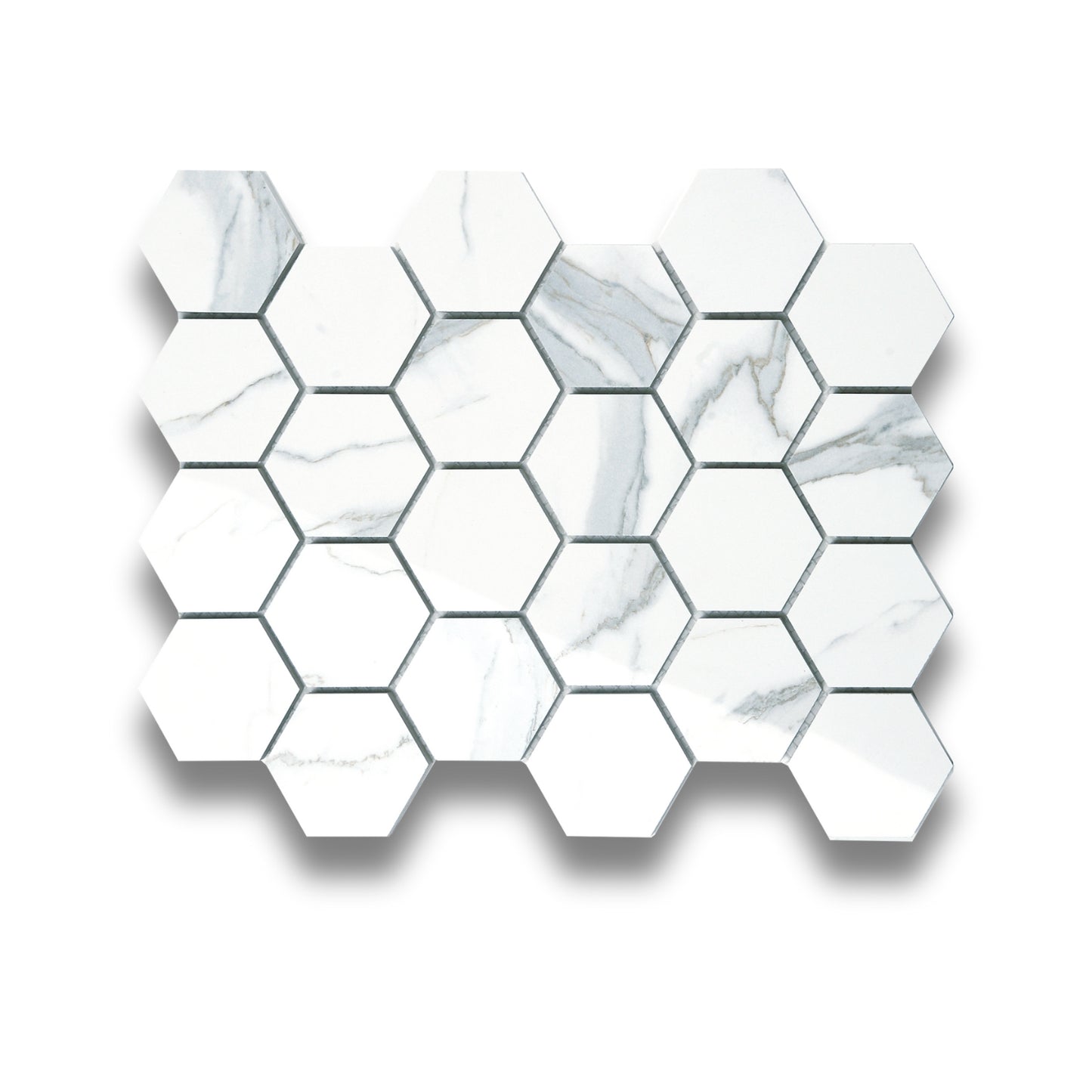 Pietra Europa Mosaic Statuario Venato Hexagon Polished 62x72mm