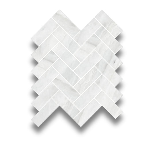 Stone Marble Pearl White Herringbone