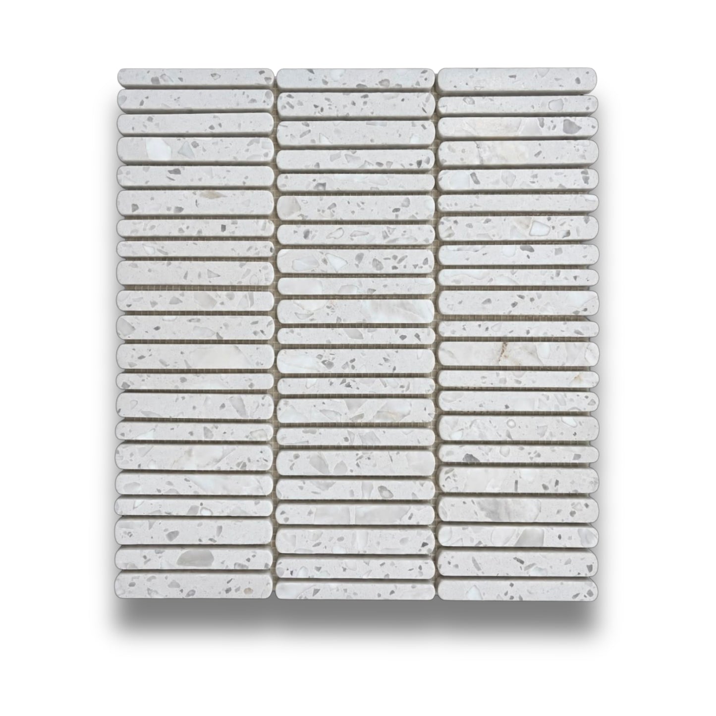 Minuet White Terrazzo Tumbled & Brushed Rounded KitKats