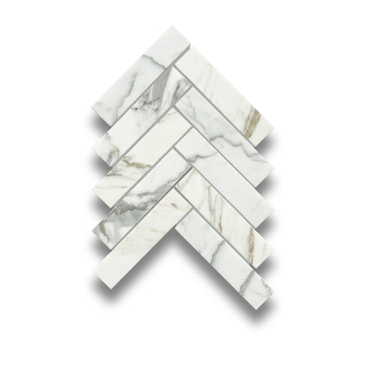 Ares Calacatta Gold White Herringbone