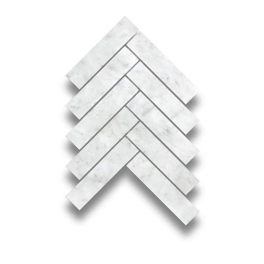 Ares Carrara White Herringbone