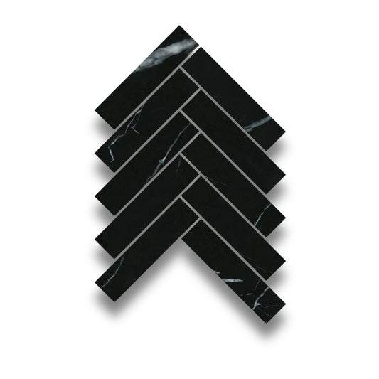 Ares Nero Marquina Herringbone