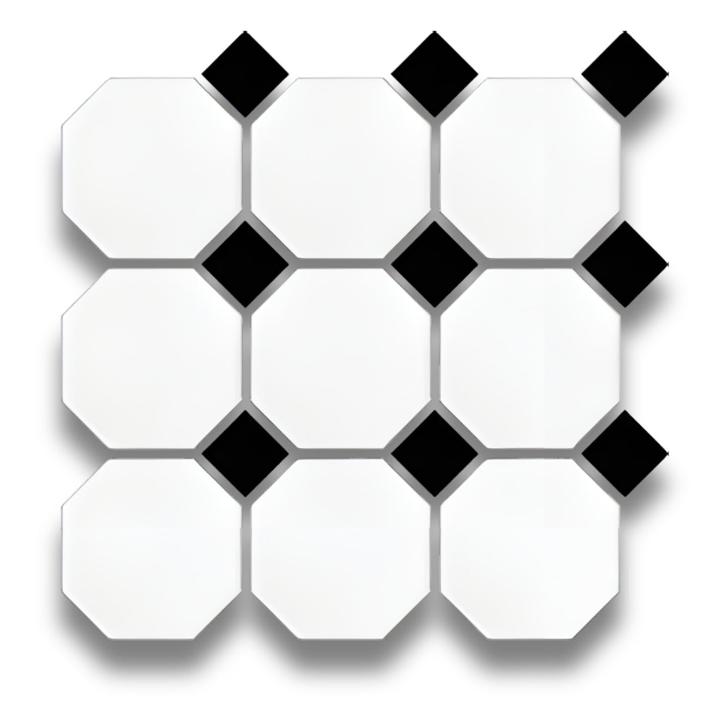 White Octagon Gloss Black Dot