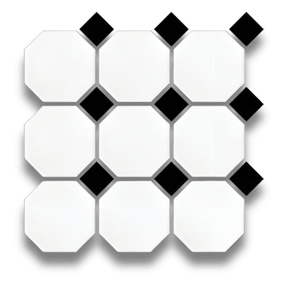 White Octagon Gloss Black Dot